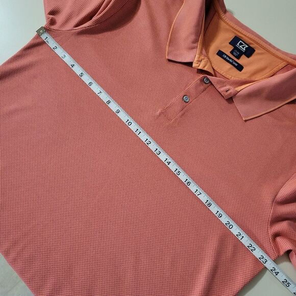 Cutter & Buck CB Drytec Luxe Solid Orange Mens Short Sleeve Polo - Picture 6 of 15